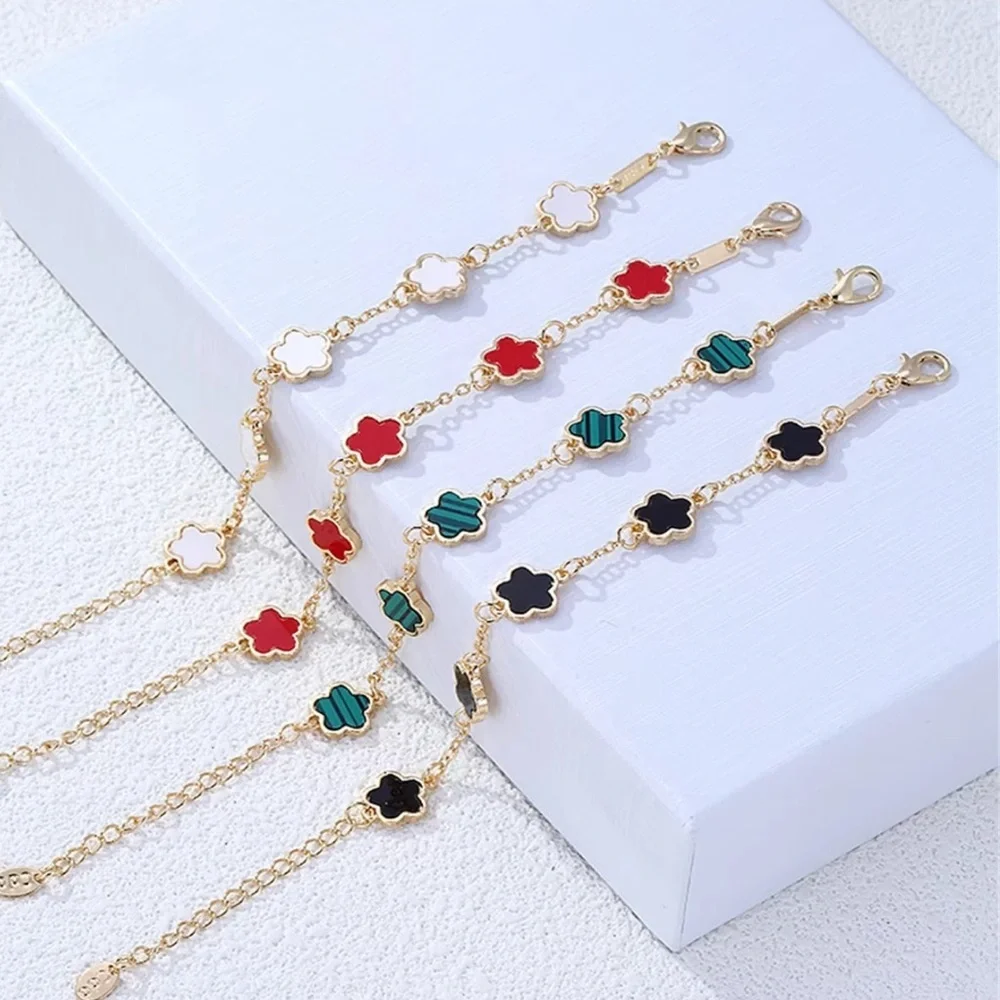 New Lucky Clover Bracelets 14K Gold Plated (Set of 4) | Various Colors